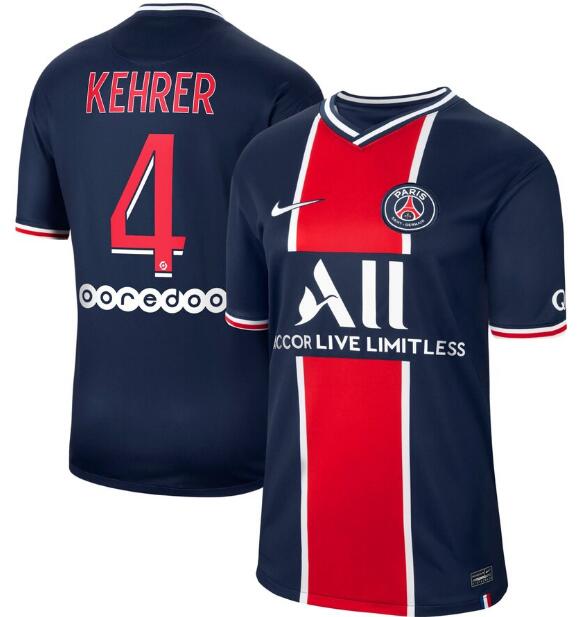 PSG Home Kit Soccer Jersey Kehrer 4 2020/21